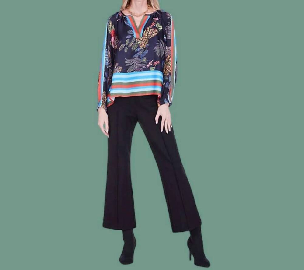 NEW JADE midnight garden mix top in navy blue
